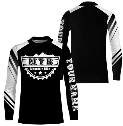 MTB Jersey, Personalized Mountain Biking Long Sleeve Hoodie Shirt, MTB Racing, Biking Cycling Shirt| JTS442