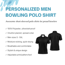 Load image into Gallery viewer, Blue&amp;Red Bowling Polo Shirt For Men Custom Bowling Jersey With Name Men's Bowling Team League Shirt BDT106