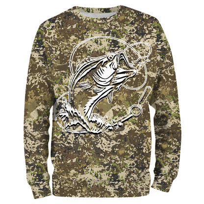 Bass fishing camo all over print shirts personalized gift TATS66