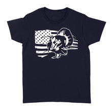 Load image into Gallery viewer, Turkey Hunting American flag women's T-shirt gifts for hunter - FSD1318D06