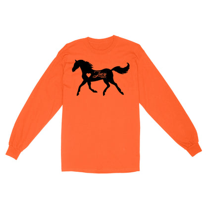 Customized name horse gifts for girls, Gift For Horse Owner, Horse Trainer Gift, Horse Lover Gift, Cowgirl, Riding Tee D06 NQS2682 Standard Long Sleeve