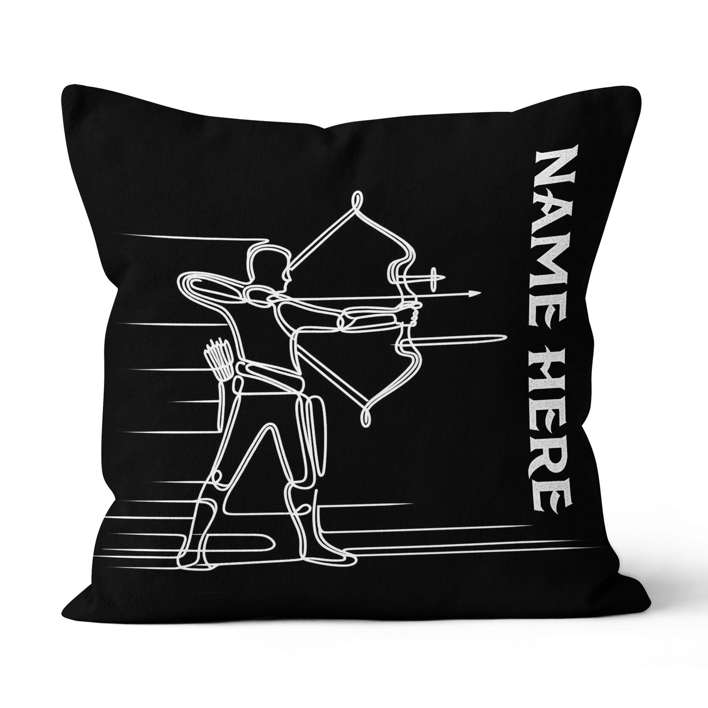 Personalized Men Archer Line Drawing Black Pillow, Archery Pillow Gifts TDM0858