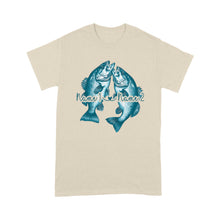 Load image into Gallery viewer, Custom His Her Name Bass Fishing T Shirts Matching Couple Fishing Shirt | Blue IPHW5804