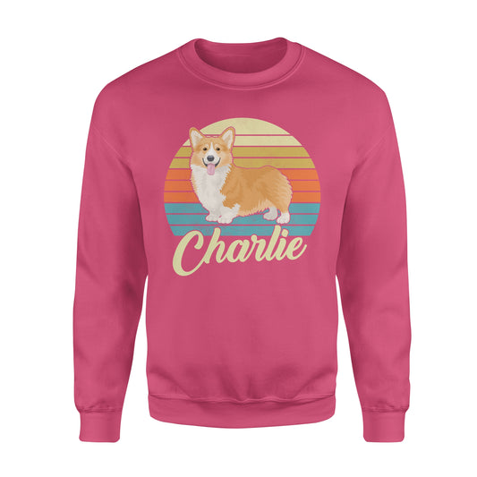 Custom name awesome Corgi 1970s vintage retro personalized gift - Standard Crew Neck Sweatshirt