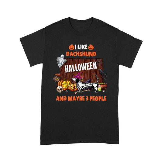 Halloween T-shirt - Dachshund & Halloween| Funny Dog Skeleton Shirt for Dachshund Lovers| NH50