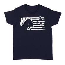 Load image into Gallery viewer, Pheasant hunting with dog American flag patriotic hunting, dog hunting pheasant shirt D01 NQS2582 Standard Women's T-shirt
