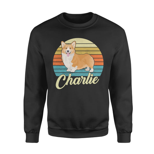 Custom name awesome Corgi 1970s vintage retro personalized gift - Standard Crew Neck Sweatshirt