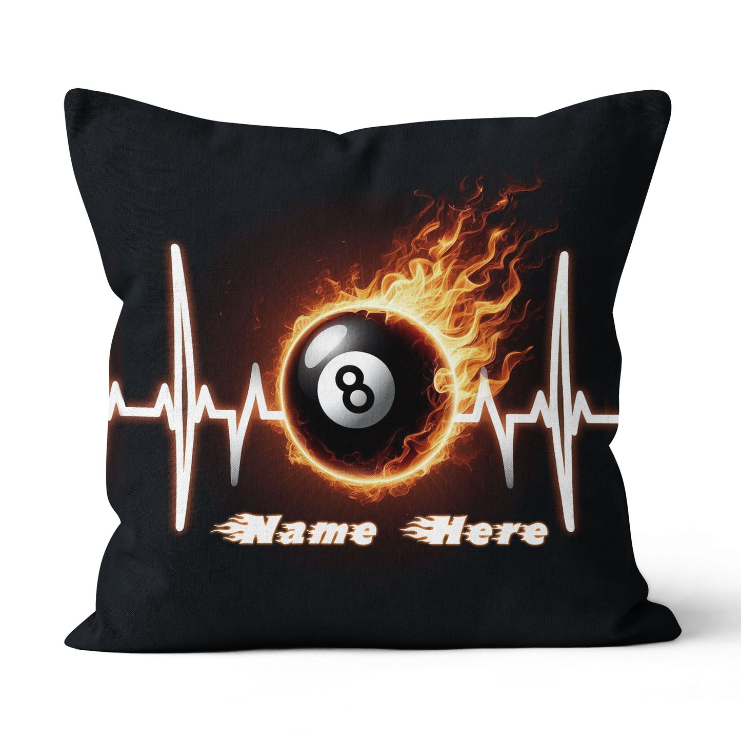 Funny Heartbeat Pulse 8 Ball Pool Flame Customized Name Billiard Pillows TDM0890