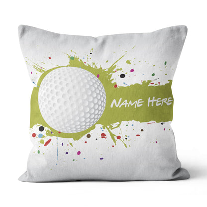 Green Splash Golf Ball Custom Throw Pillow Personalized Golfing Gifts LDT1201