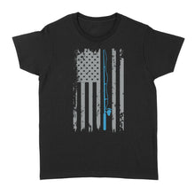 Load image into Gallery viewer, American flag fishing shirt vintage fishing - Standard Women's T-shirt