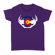 Load image into Gallery viewer, Colorado Flag Elk hunting women's T-shirt - FSD1250D03