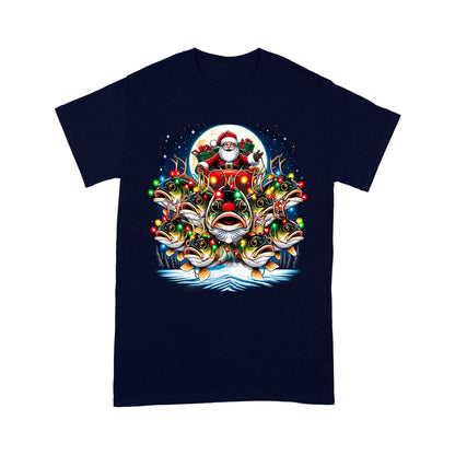 T-Shirt - Nine Bass fish as Santa's Reindeer