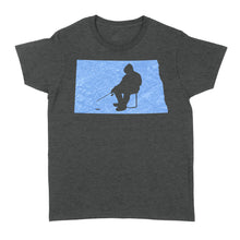Load image into Gallery viewer, North Dakota Ice Fishing Shirts, Winter Fishing North Dakota State Love Fishing Women's Tshirt - FSD2926 D06