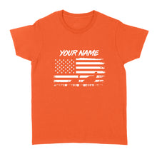 Load image into Gallery viewer, Customize name Turkey hunting American flag patriotic hunting shirt D08 NQS2206 - Standard Women's T-shirt